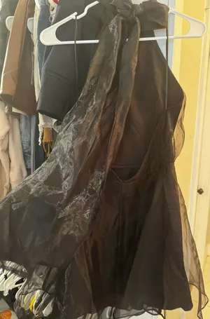 These Three Boutique Halter Neck Organza Dress - Black thumbnail 4