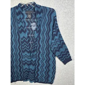NWOT Attention Womens Cardigan Sweater Large 3/4 Sleeve Knit Open Blue‎ Tie thumbnail 2