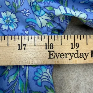 J.Crew Floral High Neck Button Bib‎ Blouse Blue Green XS Cotton Prairie Preppy thumbnail 6