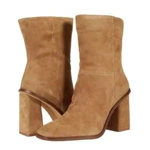 Vince Camuto | Dantania Mid Calf Suede Block Heel Boot‎ in Tan thumbnail 2