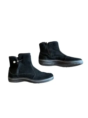 Keds Essentials Women's 8.5 Black Suede Ankle Boots Zip Button Lined Used thumbnail 9