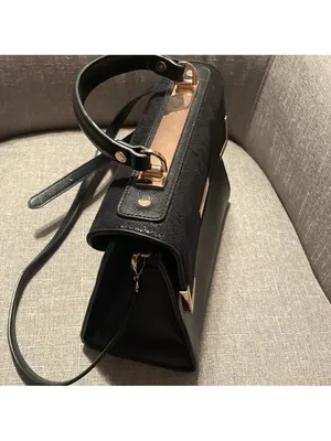 Dune London snake Black Top-Handle purse bag gold accent thumbnail 5