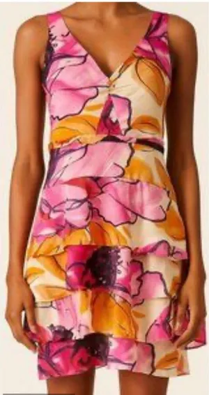 Gorgeous Anthropologie Moulinette Soeurs Fen Orchid Tiered Silk Dress thumbnail 1