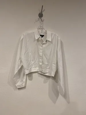 Rag & Bone Morgan Shirt Womens Medium White Cropped Boxy Button Front Top Blouse thumbnail 2