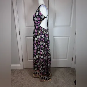 Lulus Floral Maxi Dress Open Back Boho Resort Vacation Wedding Guest NWT M thumbnail 4