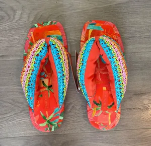 Farm Rio Flip-Flops Toucans Crochet Puffy thumbnail 1