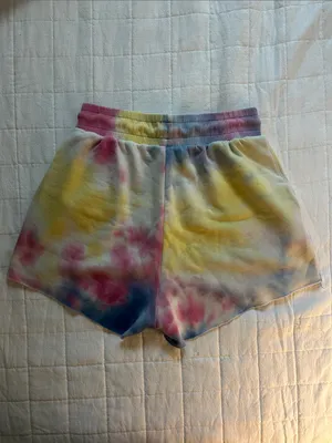Balance Athletica Tie-Dye Affirmation Sweat Shorts - Yellow, Blue, Pink thumbnail 3