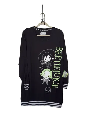 Beetlejuice Medium‎ Nostalgia Lounge Sleep Shirt Whimsical Goth Soft Grunge thumbnail 4