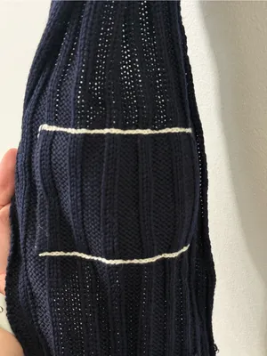 Polo Ralph Lauren Wool Blend Ribbed Navy Scarf Sweater with Flag thumbnail 6