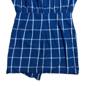 Zara trf Dark Blue Windowpane Cotton Mini Dress Women’s US M thumbnail 8