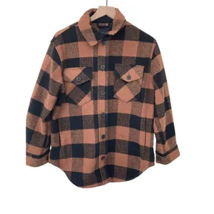 RDI Fall Western Buffalo Plaid Brown Black Oversized Shirt Jacket Shacket Small thumbnail 2
