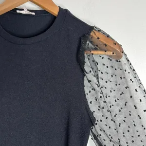 Mi Ami Francesca's Victorian Clip Dot Puff Sheer Long Sleeve Blouse size S thumbnail 4