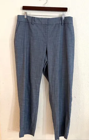 Talbots Womens Pants Blue Crosshatch High Waist Hampshire Ankle Curvy Size 18W thumbnail 1