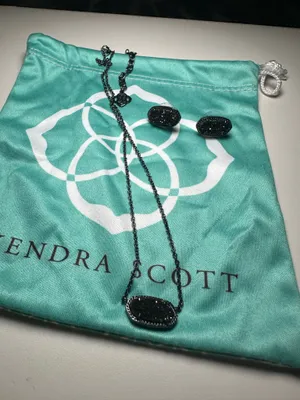 Kendra Scott black drusy Elisa necklace set thumbnail 1