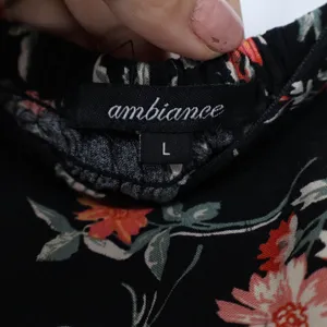 Ambiance Floral Maxi Dress Black Orange Ruffle Sleeve Slit Sweetheart Large thumbnail 2