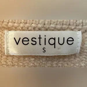 Vestique Boutique Cropped Tie V-neck Cinched Tan Sweater Women's Sz Small thumbnail 7
