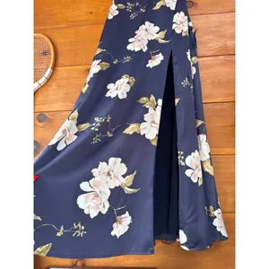 NWT Lulus Radiant Occasion Navy Blue Floral Satin A-Line Maxi Dress Cruise Sz M thumbnail 5