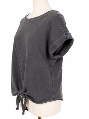 Pilcro Gray Cotton Sweatshirt Tee Tie Front Top Size Medium thumbnail 2