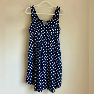 Anthropologie Polka Dot Dress - Vanessa Virginia Navy Blue White Womens sz 10 thumbnail 3