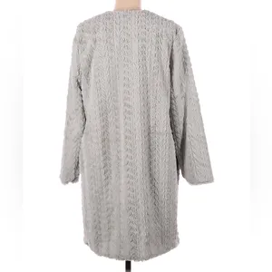Fever Fuzzy‎ Faux Fur Coat Women's Medium Light Gray Button Neck Closure Lined thumbnail 2