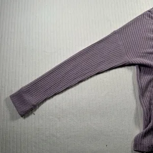 American Eagle Women S Purple Waffle Knit Over Sized Long Sleeve Thermal Tunic thumbnail 2