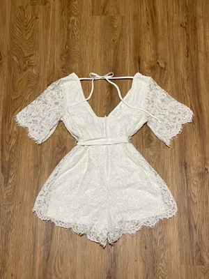 Boutique White Lace Romper thumbnail 2