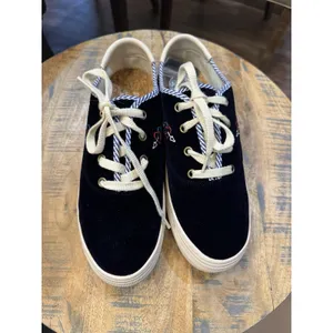 Soludos Velvet Paris Platform Sneakers In Navy Size 9 $169 Extra Shoe Strings‎ thumbnail 4