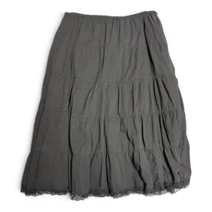 Metro Girl Cotton Lace Tiered Midi Skirt Black XL thumbnail 1