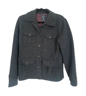 AMERICAN EAGLE Charcoal Grey Wool Peacoat‎ Jacket Coat Size Medium Womens Pocket thumbnail 1