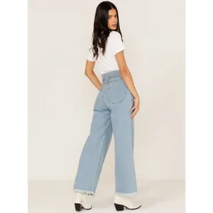 Lola Reese Jeans High Rise Wide Leg Crop Jeans‎ Light Wash Belted Womens Size 30 thumbnail 2