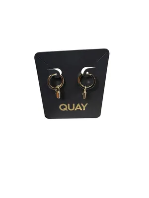 Quay Australia On Lock Huggies Earrings Gold Hoops Minimalist Statement NEW thumbnail 4