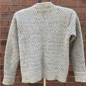 Vintage 80s LL Bean Wool Nordic Knit Snowflake Button Cardigan Sweater Medium thumbnail 5