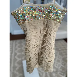 La Femme Cocktail Dress Sparkle Jeweled Ruched Party Wedding Bachelorette Rich thumbnail 3