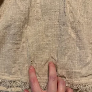 Free People Boho Frayed Gauze Peasant Blouse Top Beige Women Size Medium thumbnail 3