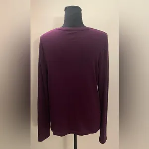 a new day- Burgundy Long Sleeve Blouse Size L thumbnail 4