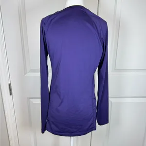 Nike Pro Combat Dri-FIT Compression Top Purple Volt Athletic Gym Women M Fitted thumbnail 3
