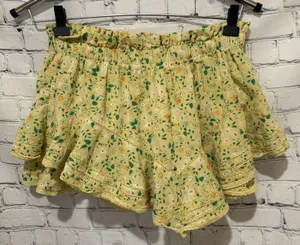 Aerie Flower Flowy Skort Yellow Floral layered Cotton Size Medium thumbnail 1