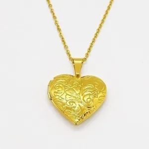 Golden Heart Locket Necklace thumbnail 1
