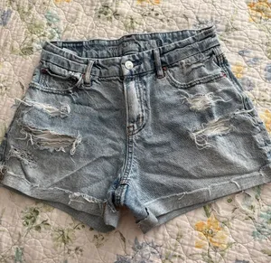 American Eagle Outfitters Light Blue Distressed Denim Shorts thumbnail 1