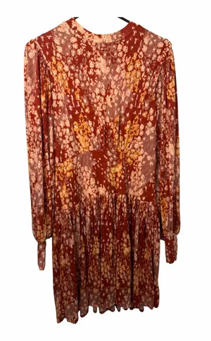 Free People Heartbeats Rust Floral Long Sleeve Dress thumbnail 1