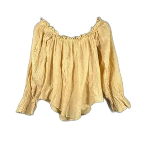 Vintage USA Cotton Gauze Prairie Peasant Blouse Off Shoulder Boho Top S thumbnail 8