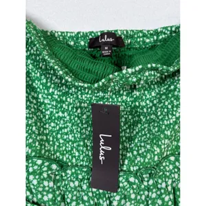 Lulus Green Floral Smocked Off-The-Shoulder Mini Dress NWT Medium thumbnail 6