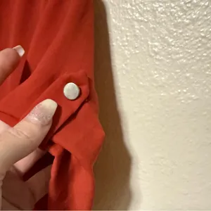Meraki Orange High Low Blouse Women’s Large V Neck Short Sleeve Top thumbnail 5