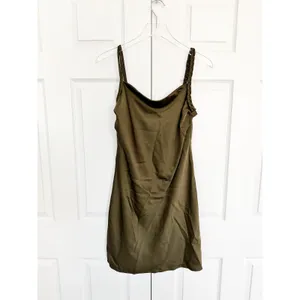 House of Harlow 1960 Olive Green Braided Strap Satin Mini Dress thumbnail 2