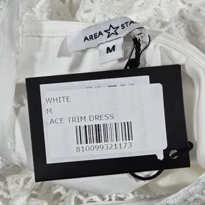 Area‎ Stars White Lace Trim Dress Medium NWT Crochet Boho Coquette Mini thumbnail 4
