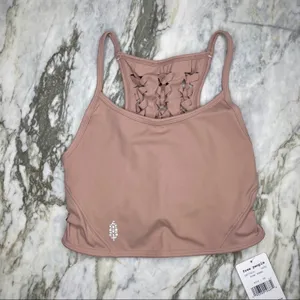 FREE PEOPLE MOVEMENT Revelation Braided Back Yoga Tank Bra Crop Top Nude Pink XS thumbnail 3