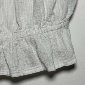 White Smocked Crochet Trim Peplum Crop‎ Tank Top Women XS thumbnail 6