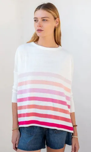 Mersea Catalina Traveler Sweater OS Setting Sun Stripes Oversize Lagenlook thumbnail 1