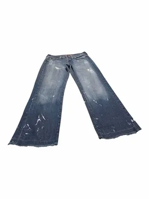 Hippie Vintage Y2K Paint Splatter Straight Leg Jeans Size 29 100% Cotton Raw Hem thumbnail 3