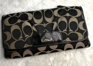 COACH Black Signature Canvas Wallet thumbnail 1